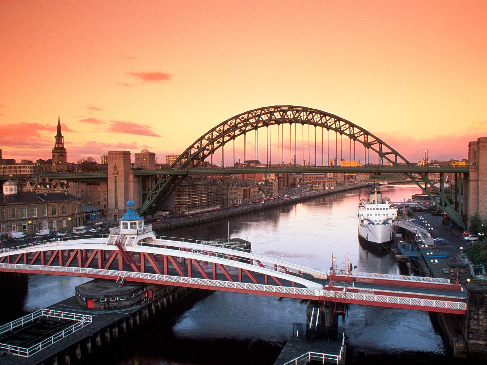 Tyne Bridge and Swing Bridge Newcastle Upon Tyne United Kingdom