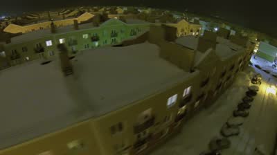 samara row of identical houses of koshelev project at winter evening aerial