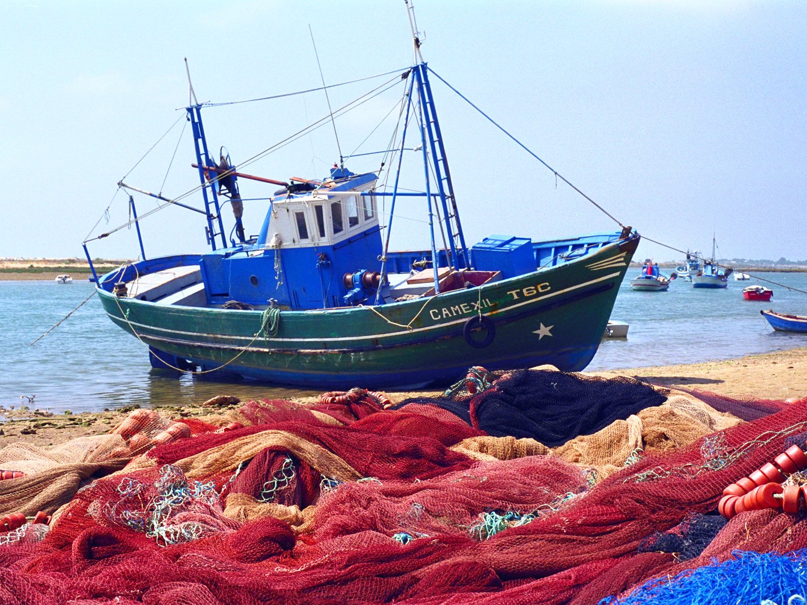 Fishing boat with the nets outside Portugal