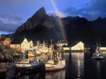 Hamnoy Rainbow Sakrisoy Island Lofoten Islands Norway