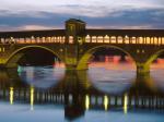 Covered Bridge Over the Ticino River Pavia Italy