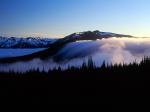 Fog and Olympic Mountains Olympic National Park Washington
