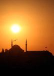 Orange sunset at Istanbul with mosque
