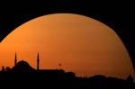 Orange sunset at Istanbul with mosque 1