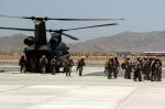 USMC disembarking from a CH 47 at Kandahar